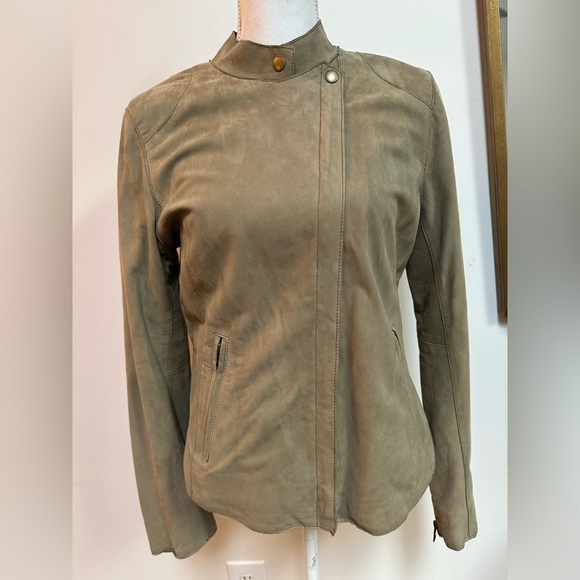 Banana Republic Olive Suede Moto Jacket M NWT - Picture 2 of 14